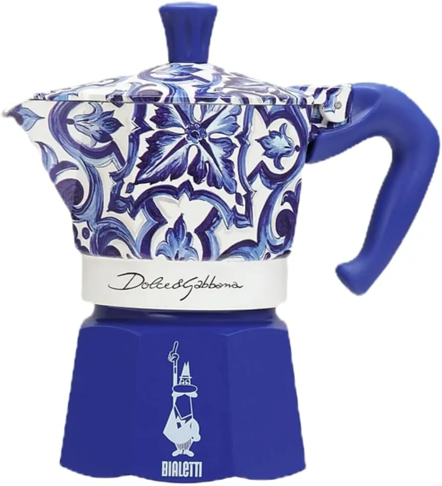 Bialetti Dolce & Gabbana Mocinduction Blue Mediterraneo 4 Cup Induction (Coffee Maker, Espresso Makinetta)