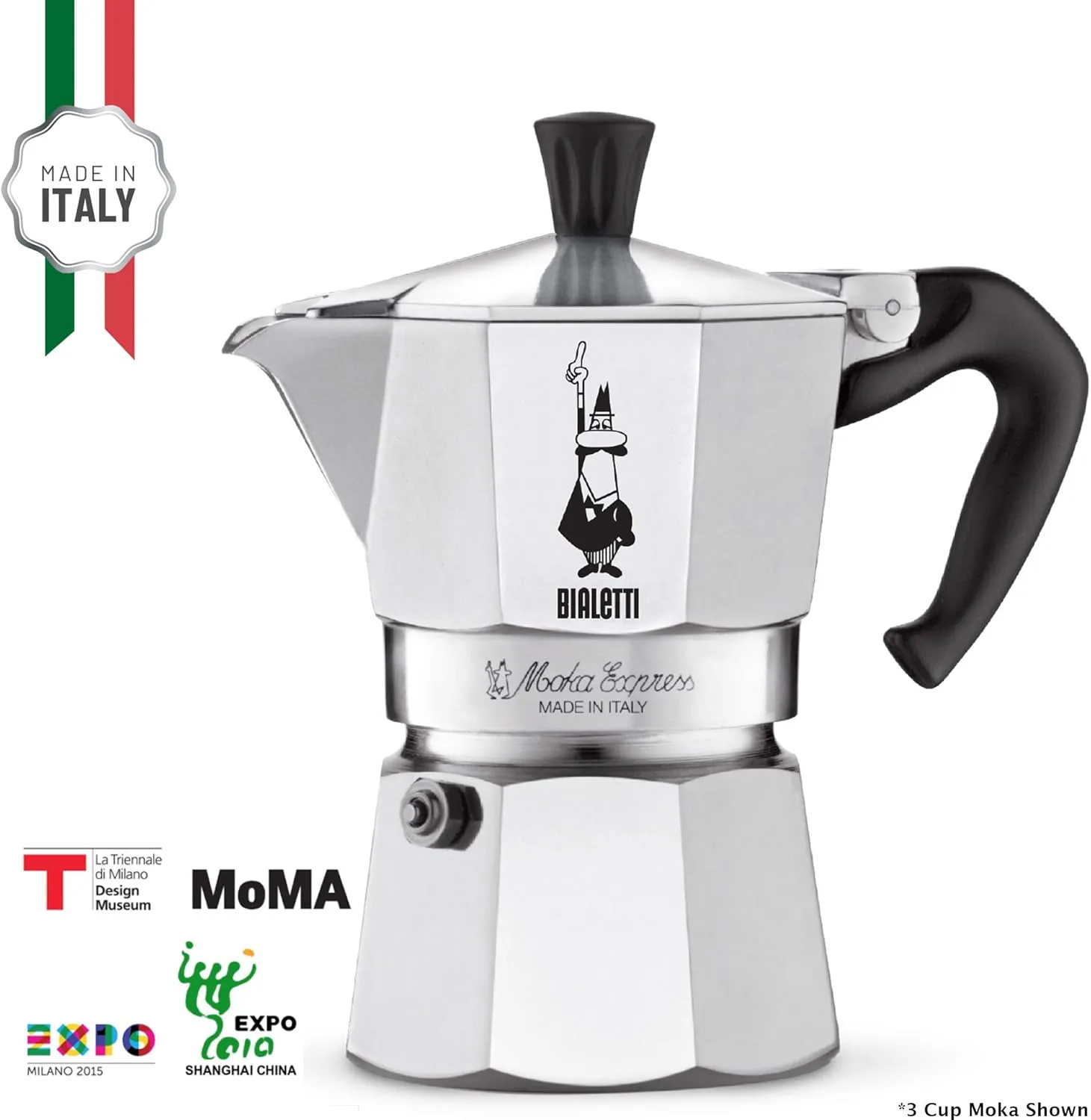 Bialetti Express Moka Pot, 6 -Cup & Coffee, Aluminum Silver