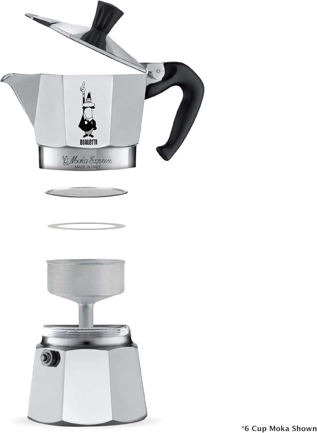 Bialetti Express Moka Pot, 6 -Cup & Coffee, Aluminum Silver