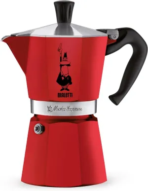 Bialetti - Moka Express: Iconic Stovetop Espresso Maker, Makes Real Italian Coffee, Moka Pot 6 Cups (6 Oz), Aluminium, Red