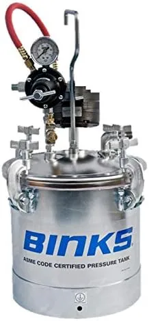 Binks 83Z-211-2.8 Gallon Pressure Tank, Stainless Lid, Agitator, Single Regulator