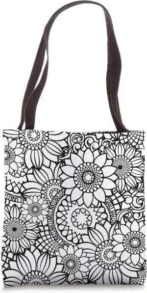 Black and White Choose Your Own Colors Abstract Floral Tote Bag
