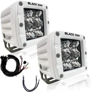Black Oak LED Pro Series 3.0 Marine 2 Inch POD Light: Flood 40W CREE XM-L2 (2 Pack), Includes Brackets and Wiring Harness, Waterproof Lighting for Offroad Trucks, ATV, UTV, Boats