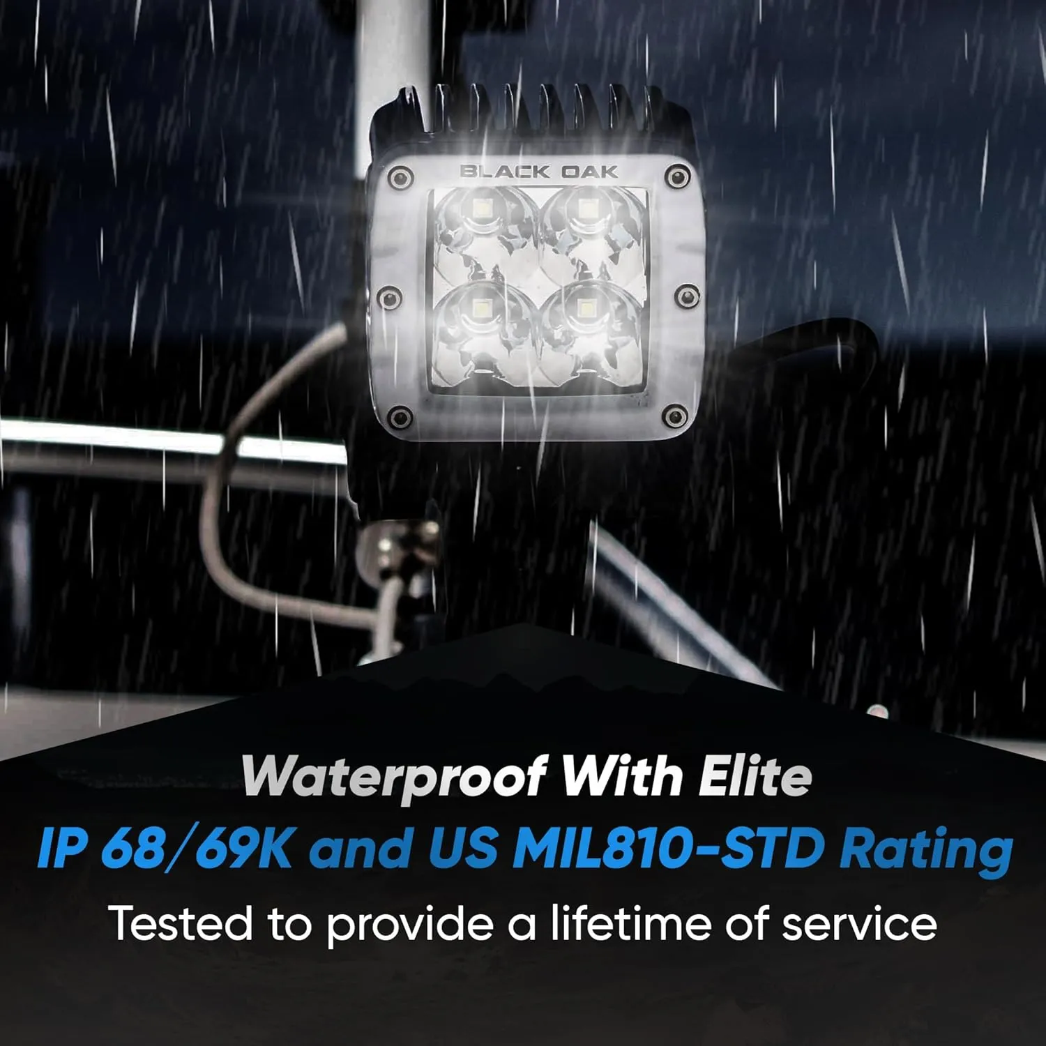 Black Oak LED Pro Series 3.0 Marine 2 Inch POD Light: Flood 40W CREE XM-L2 (2 Pack), Includes Brackets and Wiring Harness, Waterproof Lighting for Offroad Trucks, ATV, UTV, Boats