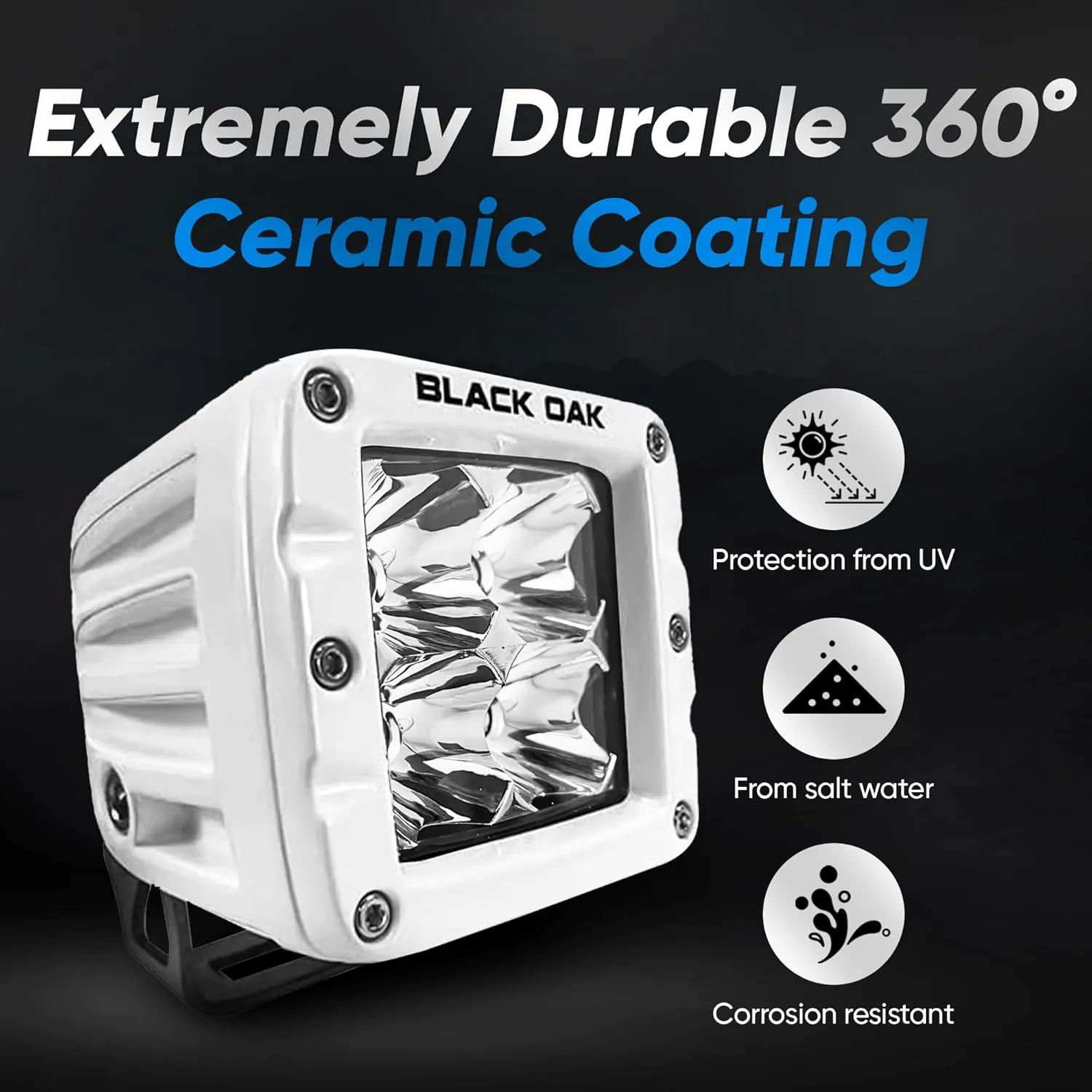Black Oak LED Pro Series 3.0 Marine 2 Inch POD Light: Flood 40W CREE XM-L2 (2 Pack), Includes Brackets and Wiring Harness, Waterproof Lighting for Offroad Trucks, ATV, UTV, Boats