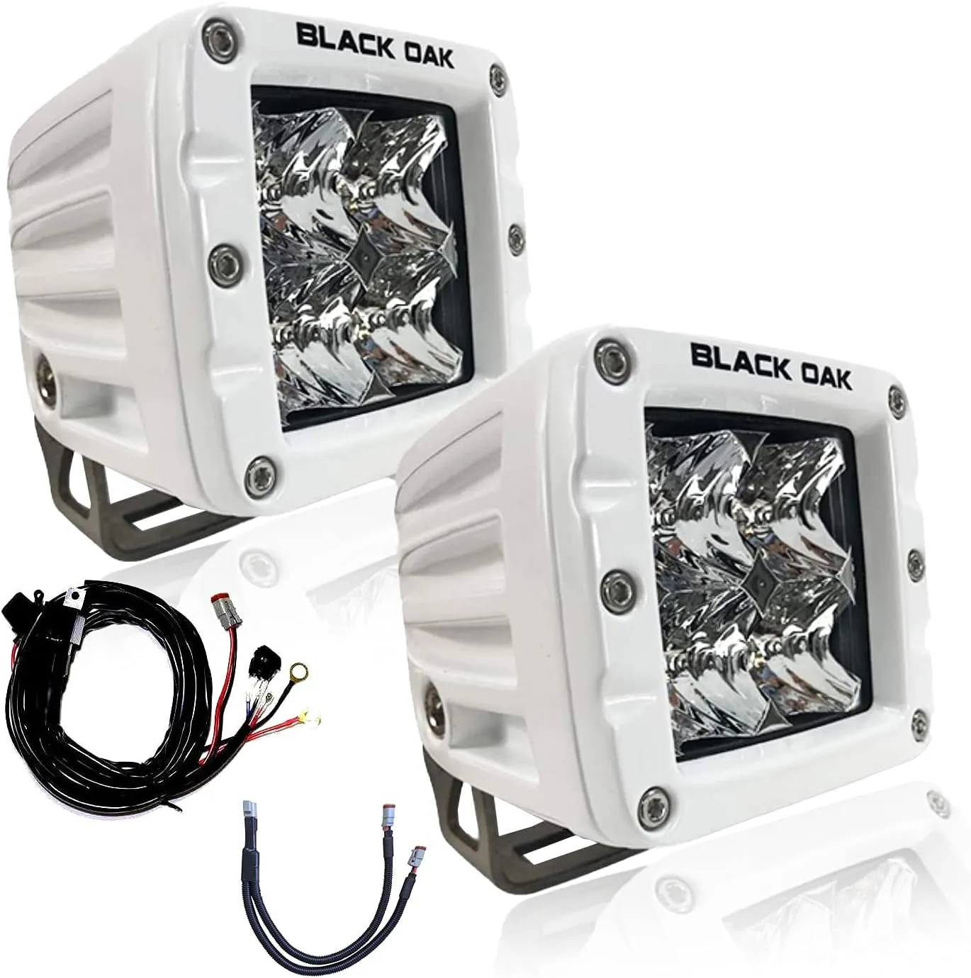 Black Oak LED Pro Series 3.0 Marine 2 Inch POD Light: Flood 40W CREE XM-L2 (2 Pack), Includes Brackets and Wiring Harness, Waterproof Lighting for Offroad Trucks, ATV, UTV, Boats