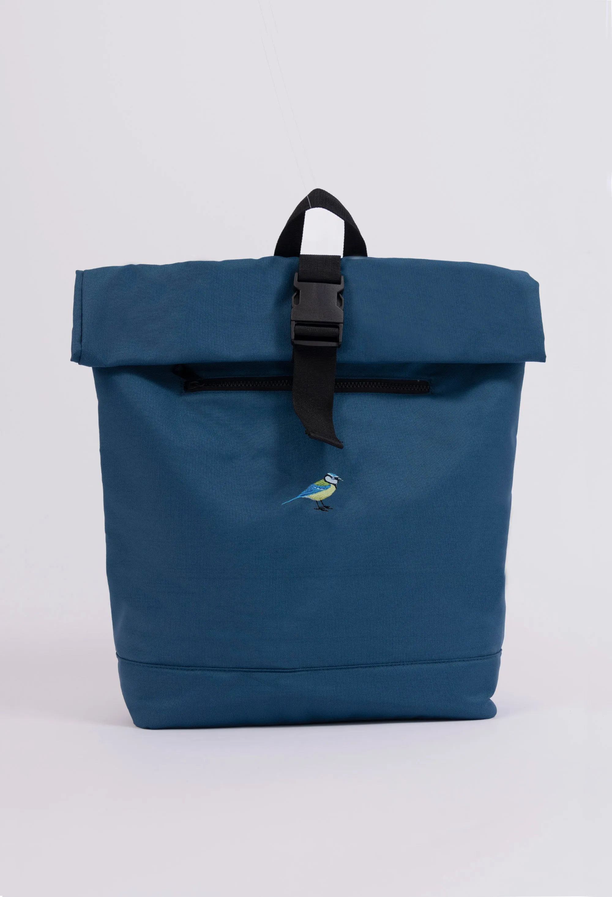 blue tit recycled roll-top backpack