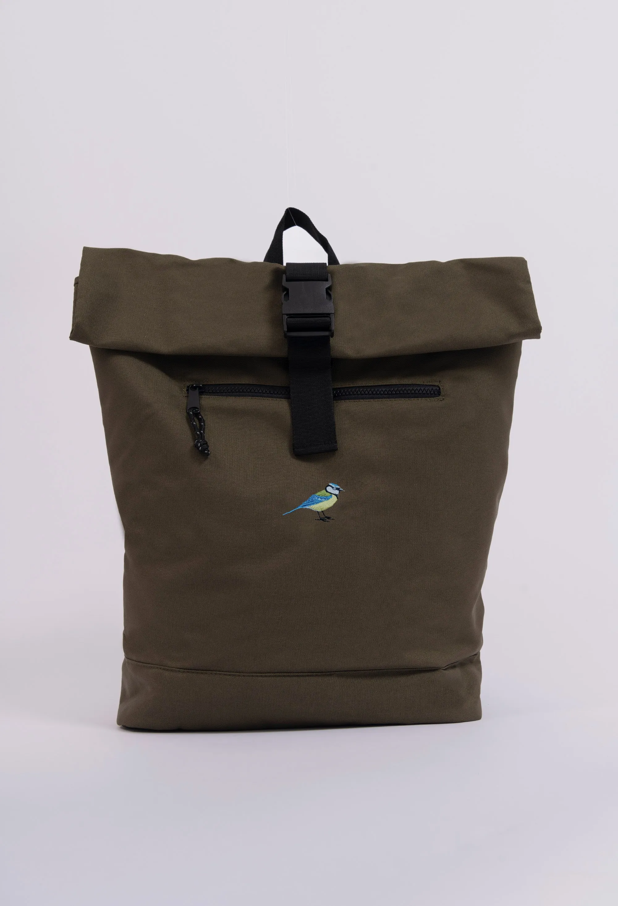 blue tit recycled roll-top backpack
