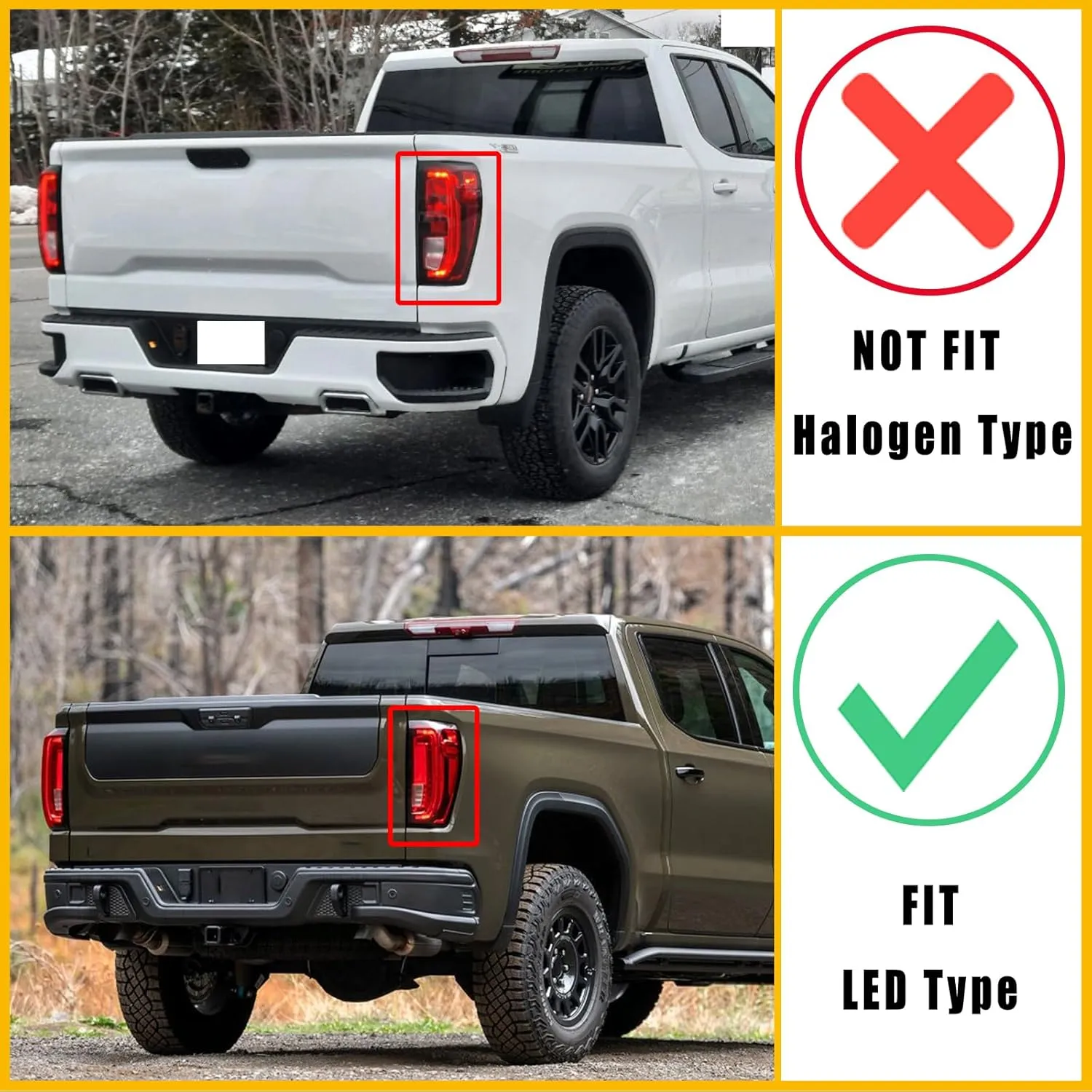 Boine LED Tail Light Compatible With 2019 2020 2021 2022 2023 2024 GMC Sierra 1500 2500HD 3500HD Left Driver Side Rear Brake Light Replace 86820473 (Led Type - Left Driver Side)