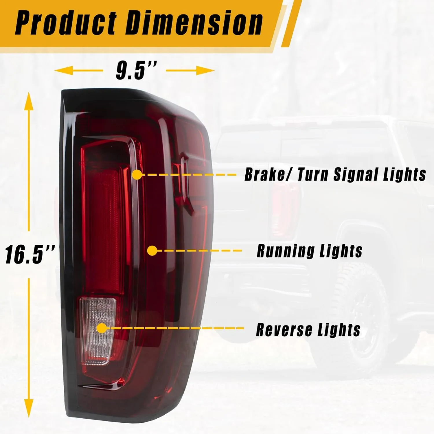 Boine LED Tail Light Compatible With 2019 2020 2021 2022 2023 2024 GMC Sierra 1500 2500HD 3500HD Left Driver Side Rear Brake Light Replace 86820473 (Led Type - Left Driver Side)