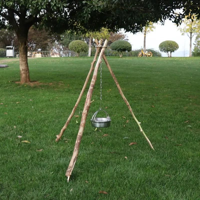 Bracket Rack Portable Stainless Tripod Picnic Wide range Outdoor Hanging Camping Multifunctional Triangular Top-rated Ring Ring Barbecue Pot Hook