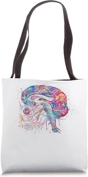 Brain Cranial Nerves Watercolor Neurologist Tote Bag