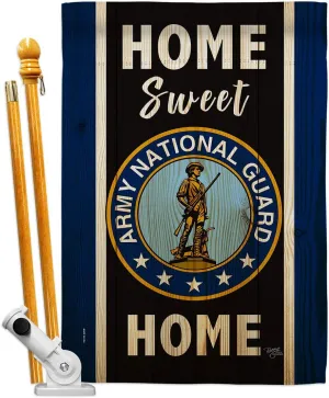 Breeze Decor Home Sweet National Guard House Flag Set Armed Forces Army Rangers United State American Military Veteran Retire Official Banner Small Garden Yard Gift Double-Sided, Made in USA