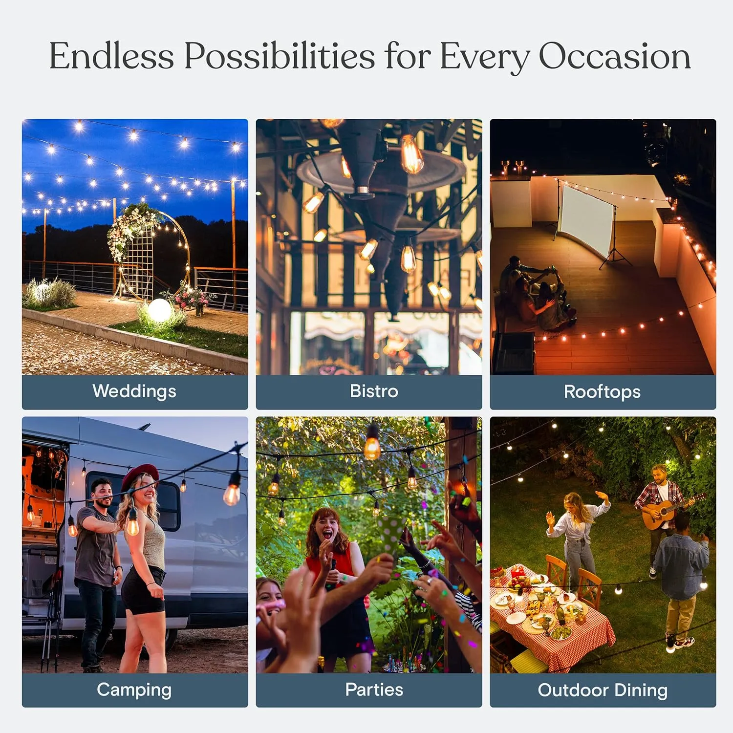 Brightech Ambience Pro Solar Powered Outdoor String Lights - Commercial Grade 27 Ft Waterproof Patio Lights with 12 Edison Bulbs, Shatterproof LED String Lights for Patio - 1W, Warm White
