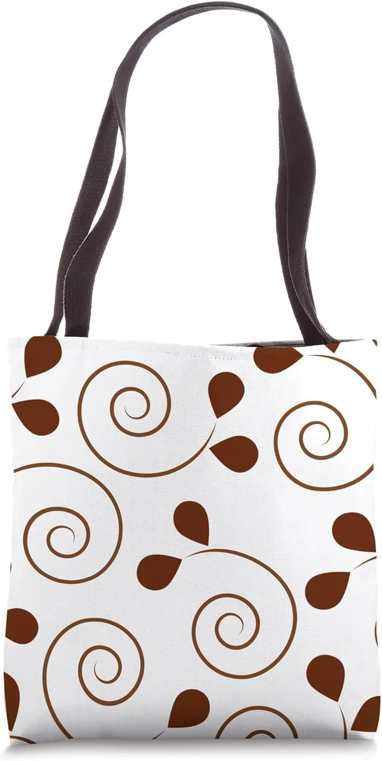 Brown Floral Swirl Pattern Design Tote Bag