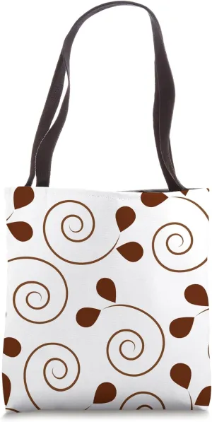 Brown Floral Swirl Pattern Design Tote Bag