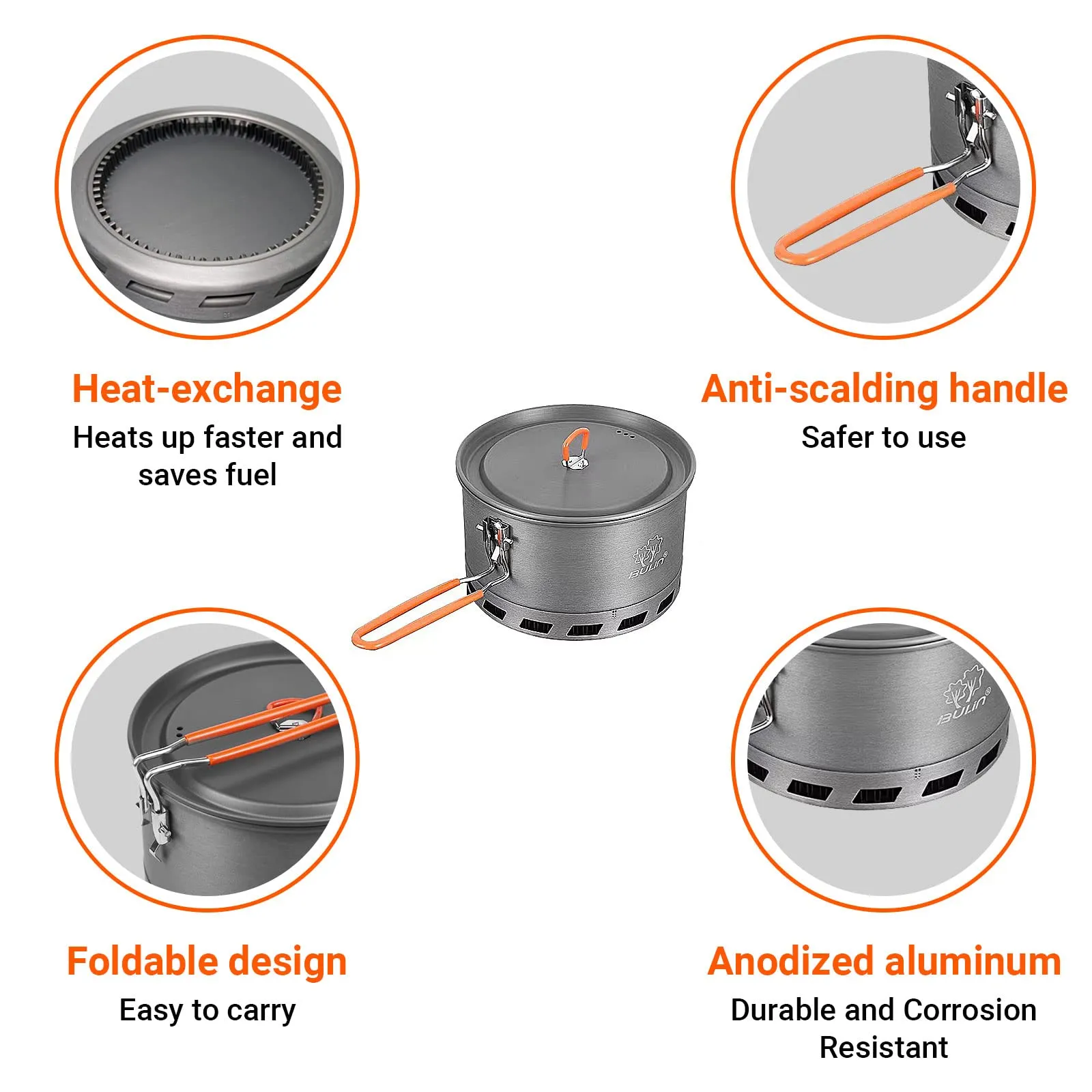 BULIN Camping Cooking Pot with Heat Exchanger