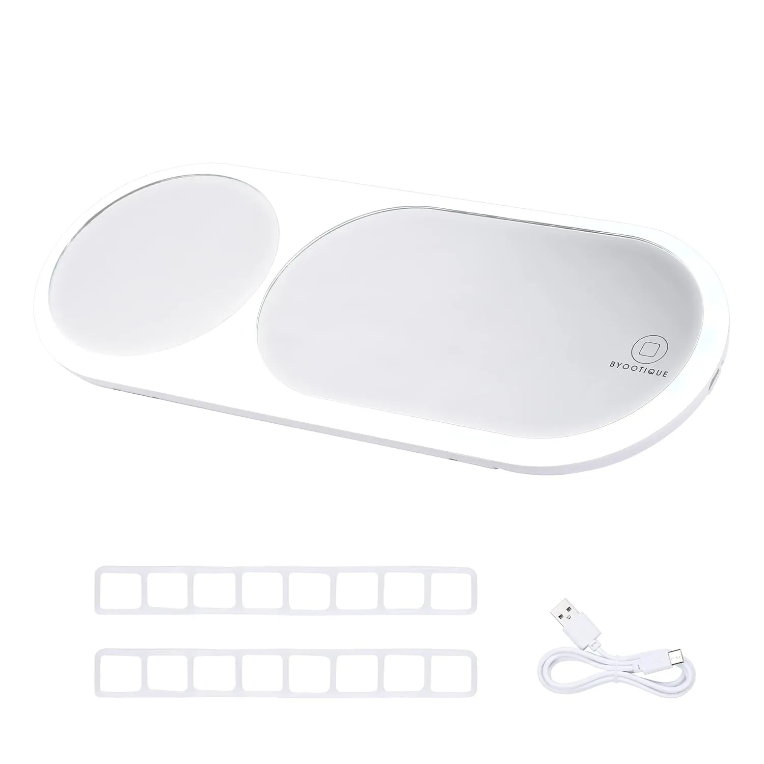 BYOOTIQUE Sun Car Visor Vanity Mirror 11" 6500K Automobile 1/3X Magnification LED 3 Color Lights Dimming Girly Cosmetic Touch Inside Mirror Women