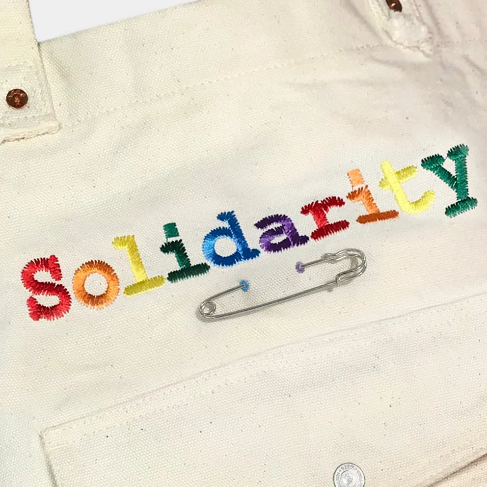 BZEN x MINER49ER TOTE19-15NAT RAINBOW SOLIDARITY CANVAS TOTE BAG-20oz-E0 NATURAL