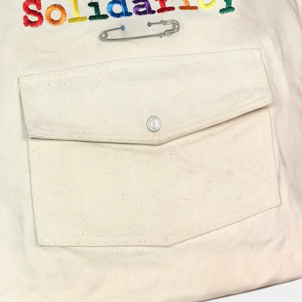 BZEN x MINER49ER TOTE19-15NAT RAINBOW SOLIDARITY CANVAS TOTE BAG-20oz-E0 NATURAL