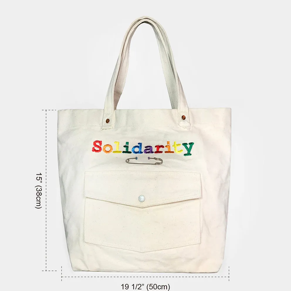 BZEN x MINER49ER TOTE19-15NAT RAINBOW SOLIDARITY CANVAS TOTE BAG-20oz-E0 NATURAL