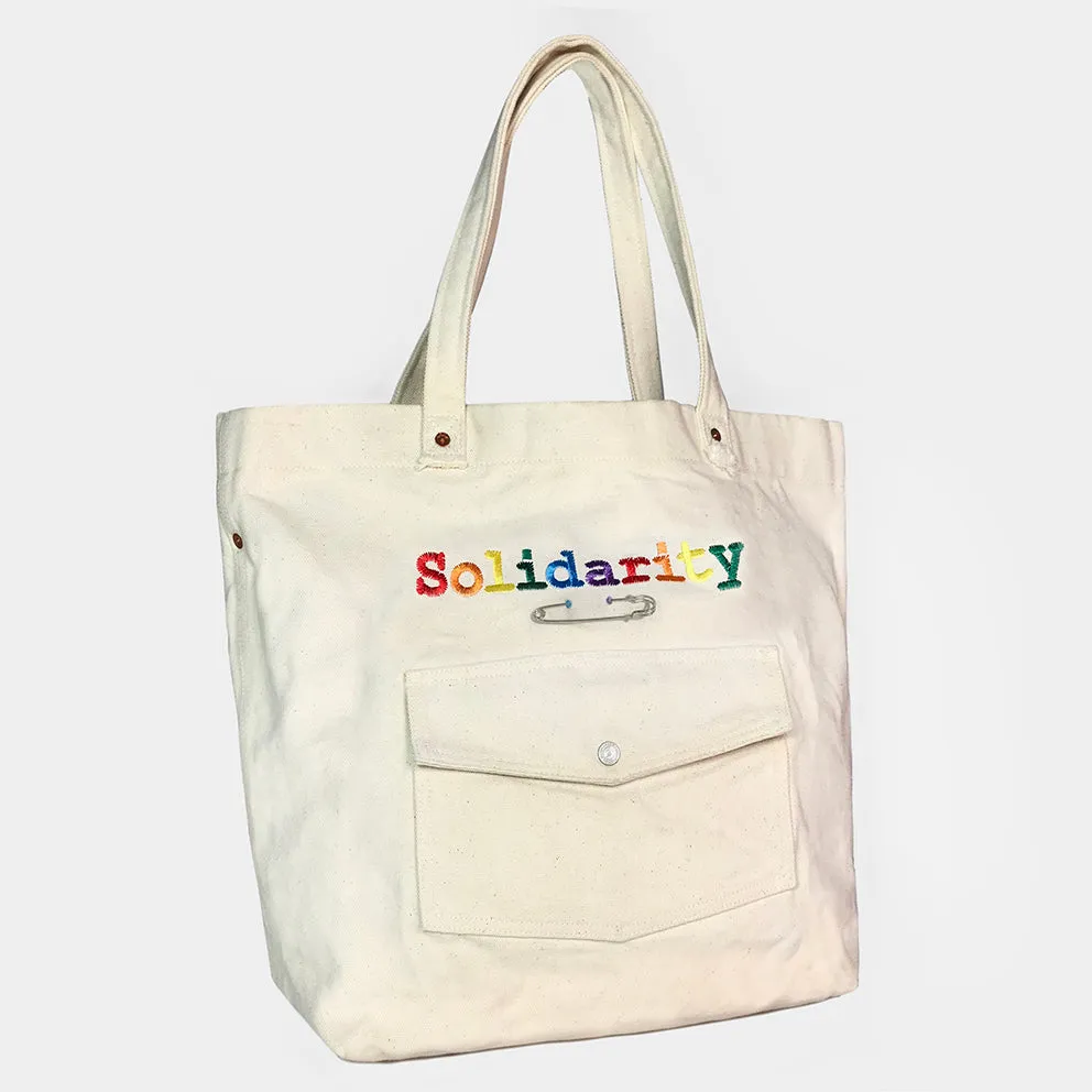 BZEN x MINER49ER TOTE19-15NAT RAINBOW SOLIDARITY CANVAS TOTE BAG-20oz-E0 NATURAL