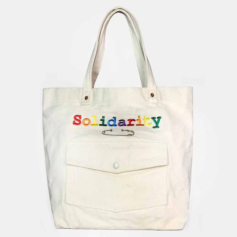 BZEN x MINER49ER TOTE19-15NAT RAINBOW SOLIDARITY CANVAS TOTE BAG-20oz-E0 NATURAL