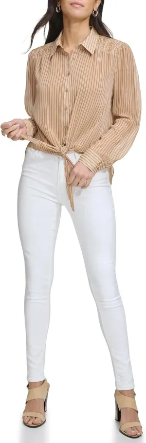Calvin Klein Women's Long Sleeve Printed Blouse Top