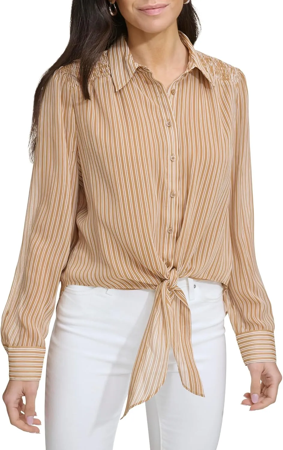 Calvin Klein Women's Long Sleeve Printed Blouse Top