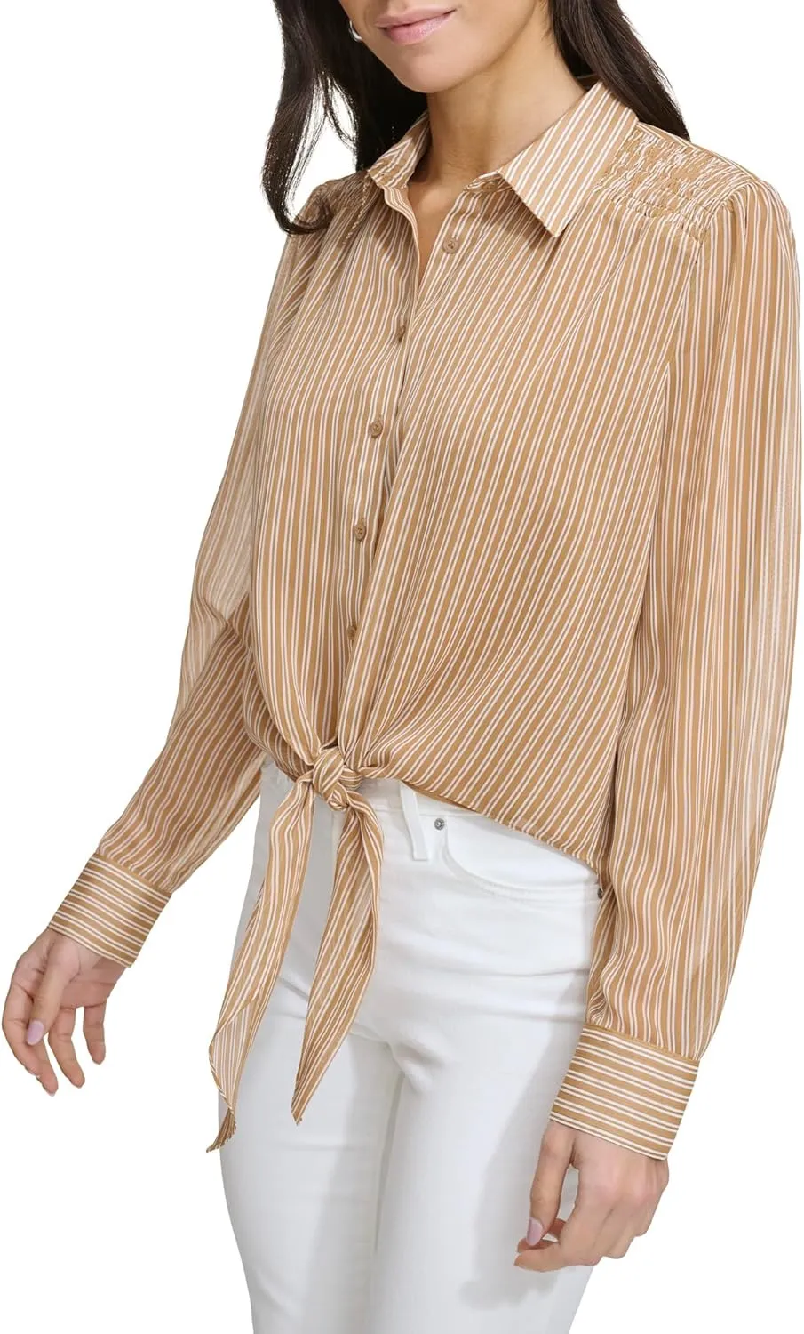 Calvin Klein Women's Long Sleeve Printed Blouse Top