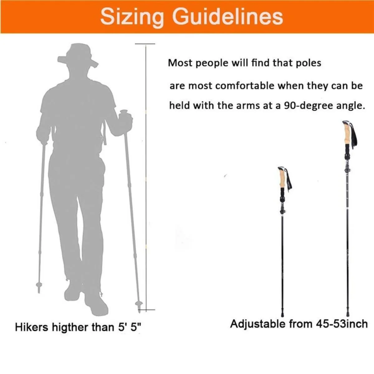 Camping & Hiking Adjustable Anti-Shock Hiking Walking Climbing Sticks