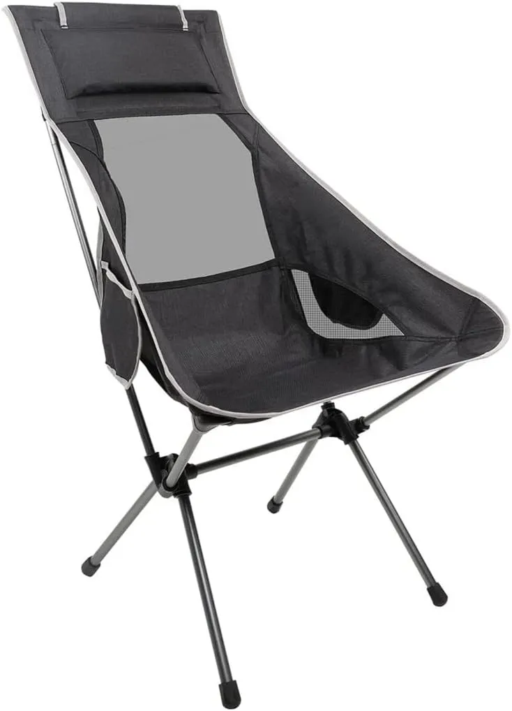 Camping Chair Fishing Chair Folding Chairs Camping Outdoor High Back Camping Chair Portable Folding Seat With Mesh Backrest Camping Fishing Stool With Quilted Pillow Lawn Chairs Outside ( Color : Blac