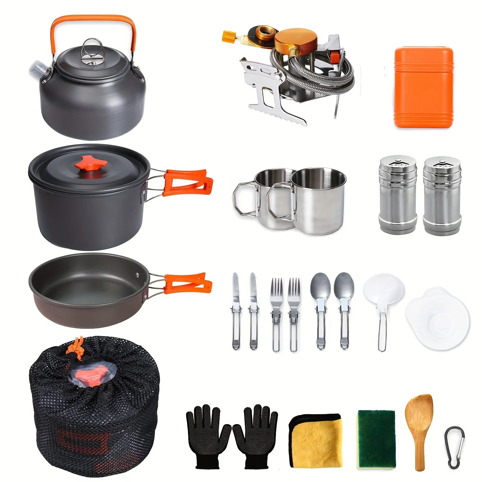 Camping Cooking Set - Essential Camping Gear With Pot, Stove, And Utensils, Portable Cookware Kit For Outdoor Survival And RV