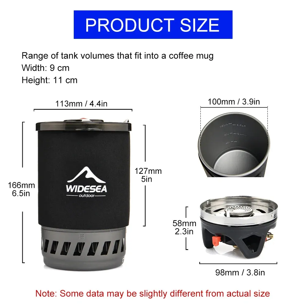 Camping Cooking System with Heat Exchanger Outdoor Gas Stove Burner Tourist Coffee Pot Cup Cookware Tableware Tourism