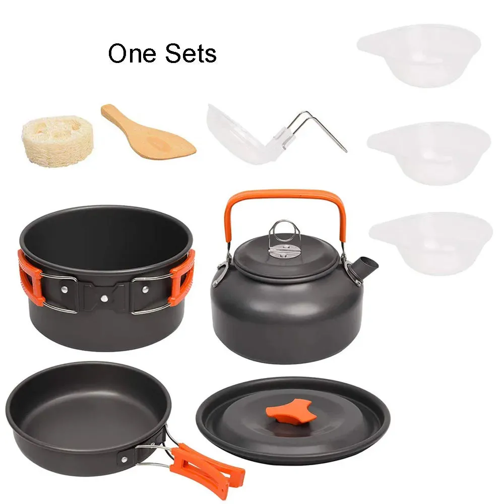 Camping Cookware Kit – Outdoor Cooking Set with Aluminum Pots & Travel Tableware for Hiking, Picnic, BBQ