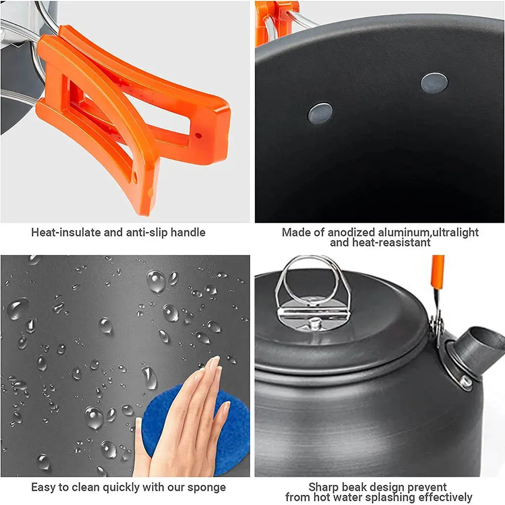 Camping Cookware Kit – Outdoor Cooking Set with Aluminum Pots & Travel Tableware for Hiking, Picnic, BBQ