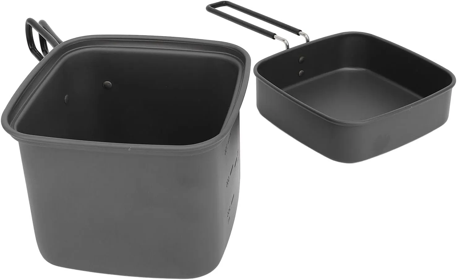 Camping Cookware Mess Kit, Aluminum Alloy Camping Cook Pot with Capacity Scale, Portable Camping Pots with Lid and Handle, Camping Gear Campfire Utensils for Fishing Riding