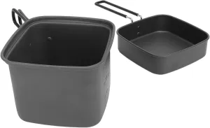 Camping Cookware Mess Kit, Aluminum Alloy Camping Cook Pot with Capacity Scale, Portable Camping Pots with Lid and Handle, Camping Gear Campfire Utensils for Fishing Riding