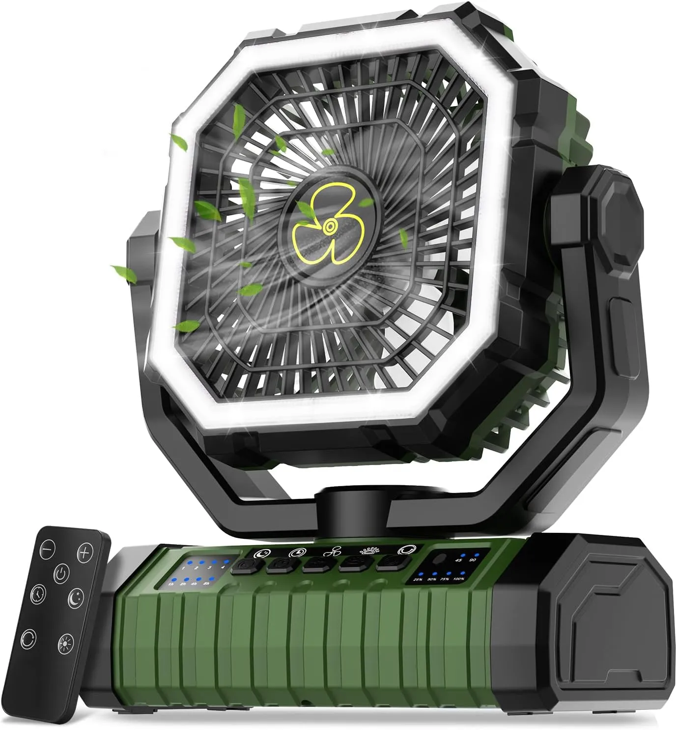 Camping Fan Rechargeable, 20000mAh Large Battery Powered Fan, 4 Speed Cordless Rechargeable Fans with Remote, Battery Operated Fans Portable with LED Light and Hanging Hook for Camp Tent Beach Outdoor