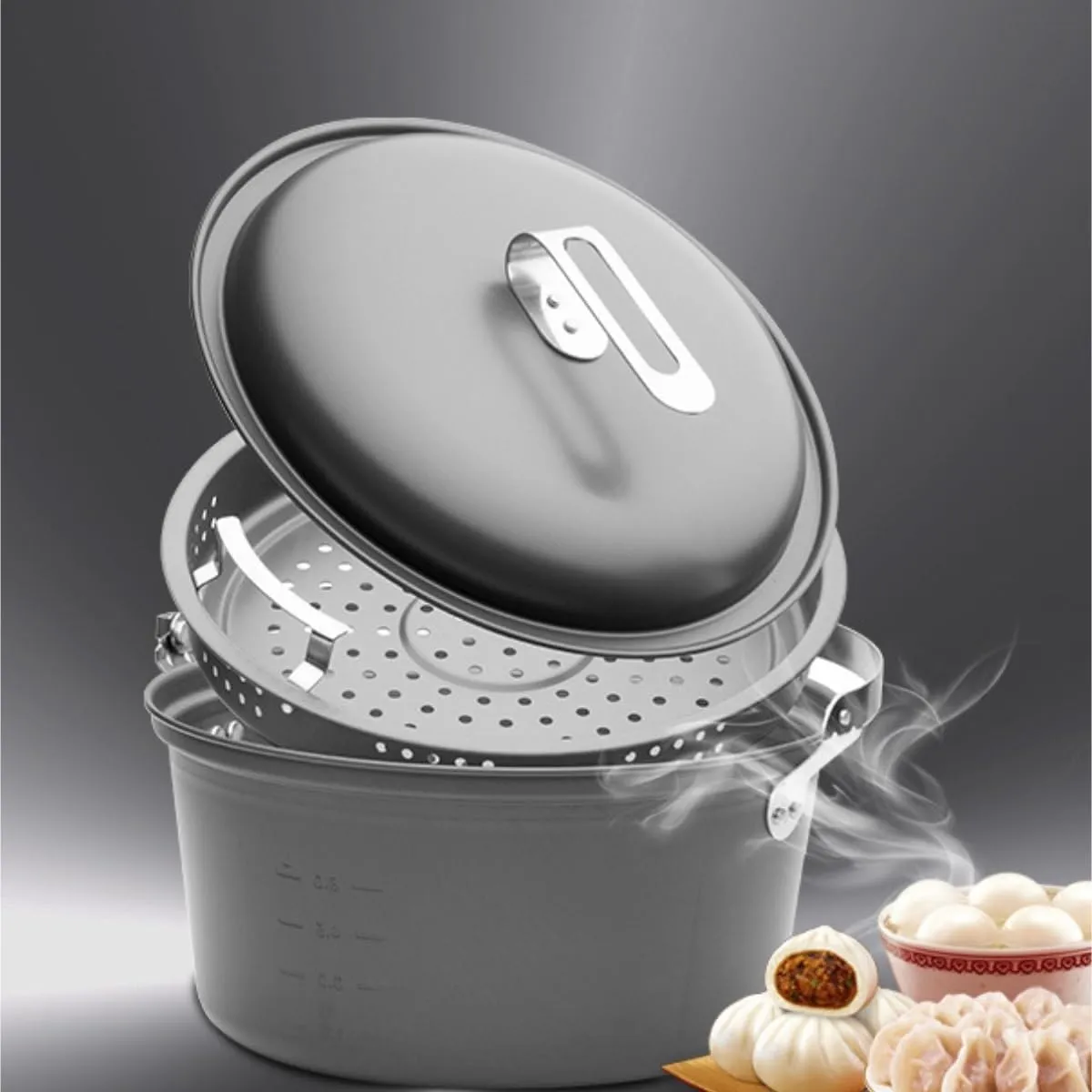 Camping Kitchen Utensil Outdoor Camping Cooking Equipment Camping Cooker Hanging Pot Barbecue Party Steamer for Outdoor Cooking(330x275mm)