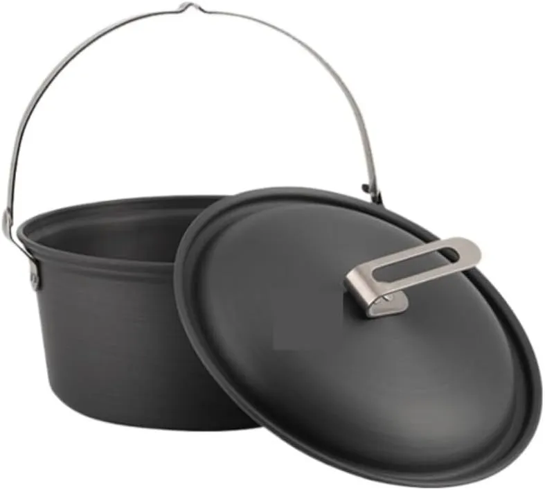 Camping Kitchen Utensil Outdoor Camping Cooking Equipment Camping Cooker Hanging Pot Barbecue Party Steamer for Outdoor Cooking(330x275mm)