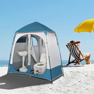 Camping Shower Tent Oxford Cloth Double Dressing Tent 2 Room Shower Tent Instant Pop Up Shelter Privacy Changing Room Tent with Carrying Bag Portable Toilet for Camping Outdoor Indoor