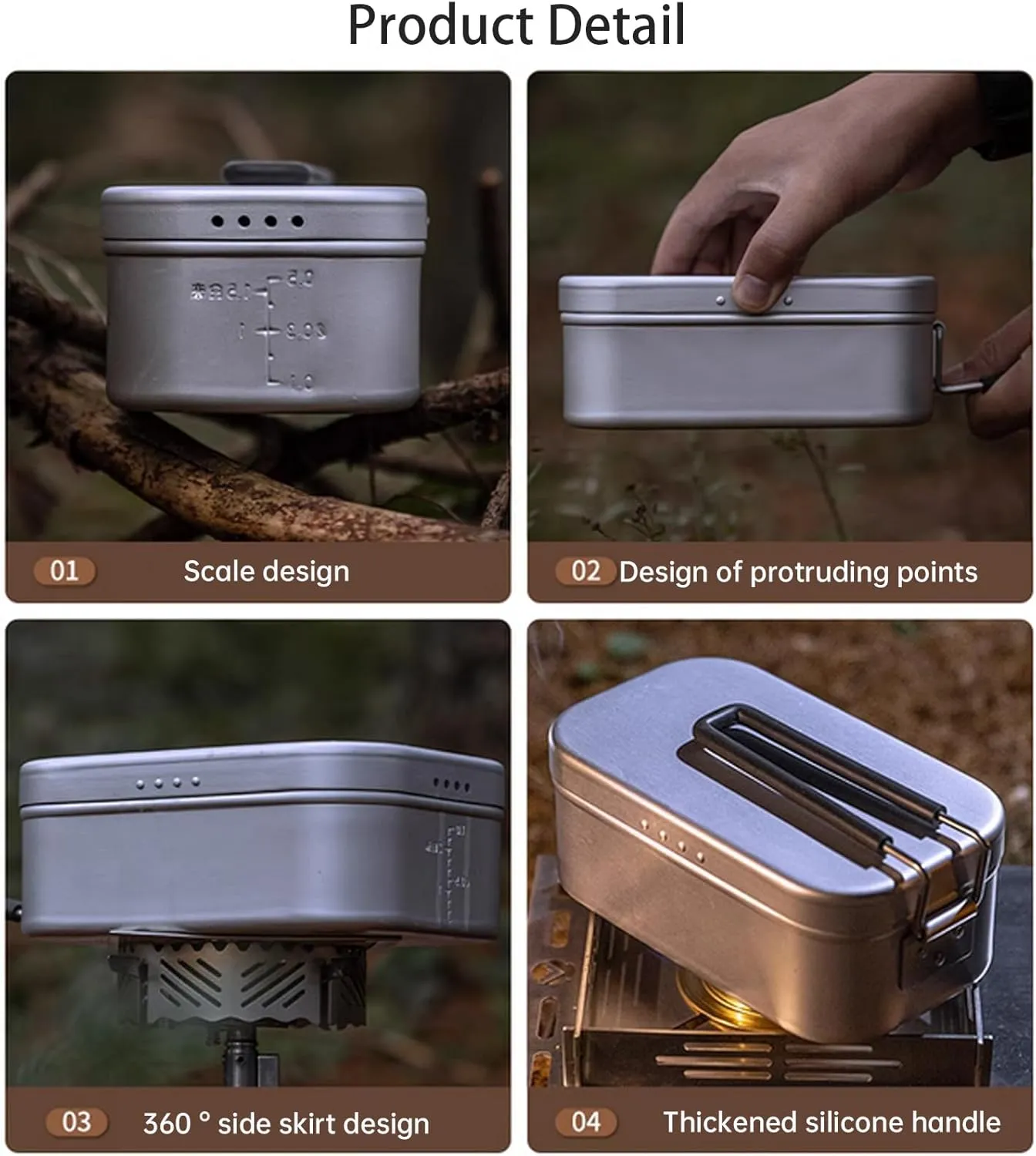 Campingmoon Camping Mess Tin Pressure Relief Aluminum Dinner Box Camping Bowls Cooking Pot with Foldable Handle for Camping & Cooking