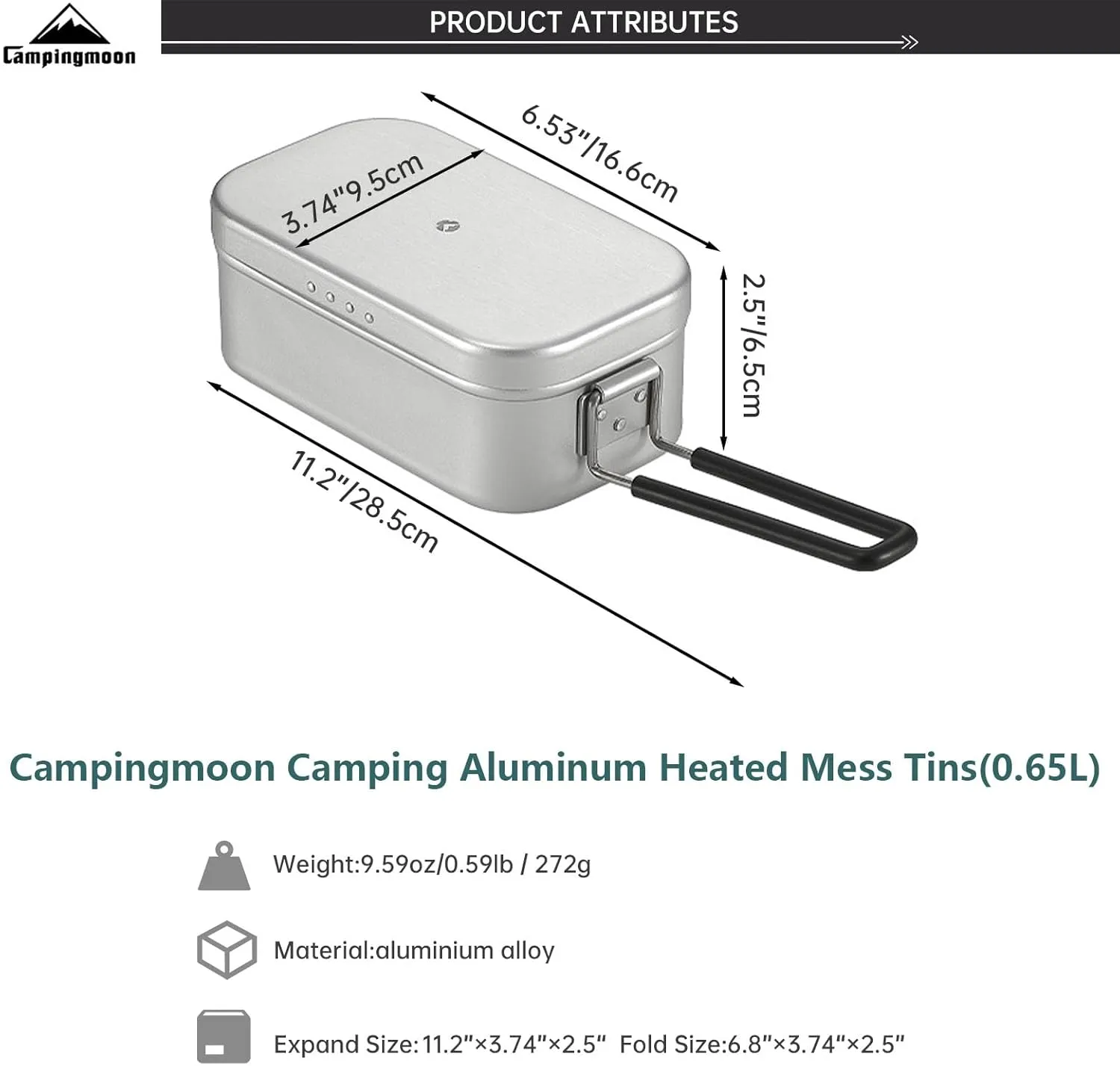 Campingmoon Camping Mess Tin Pressure Relief Aluminum Dinner Box Camping Bowls Cooking Pot with Foldable Handle for Camping & Cooking