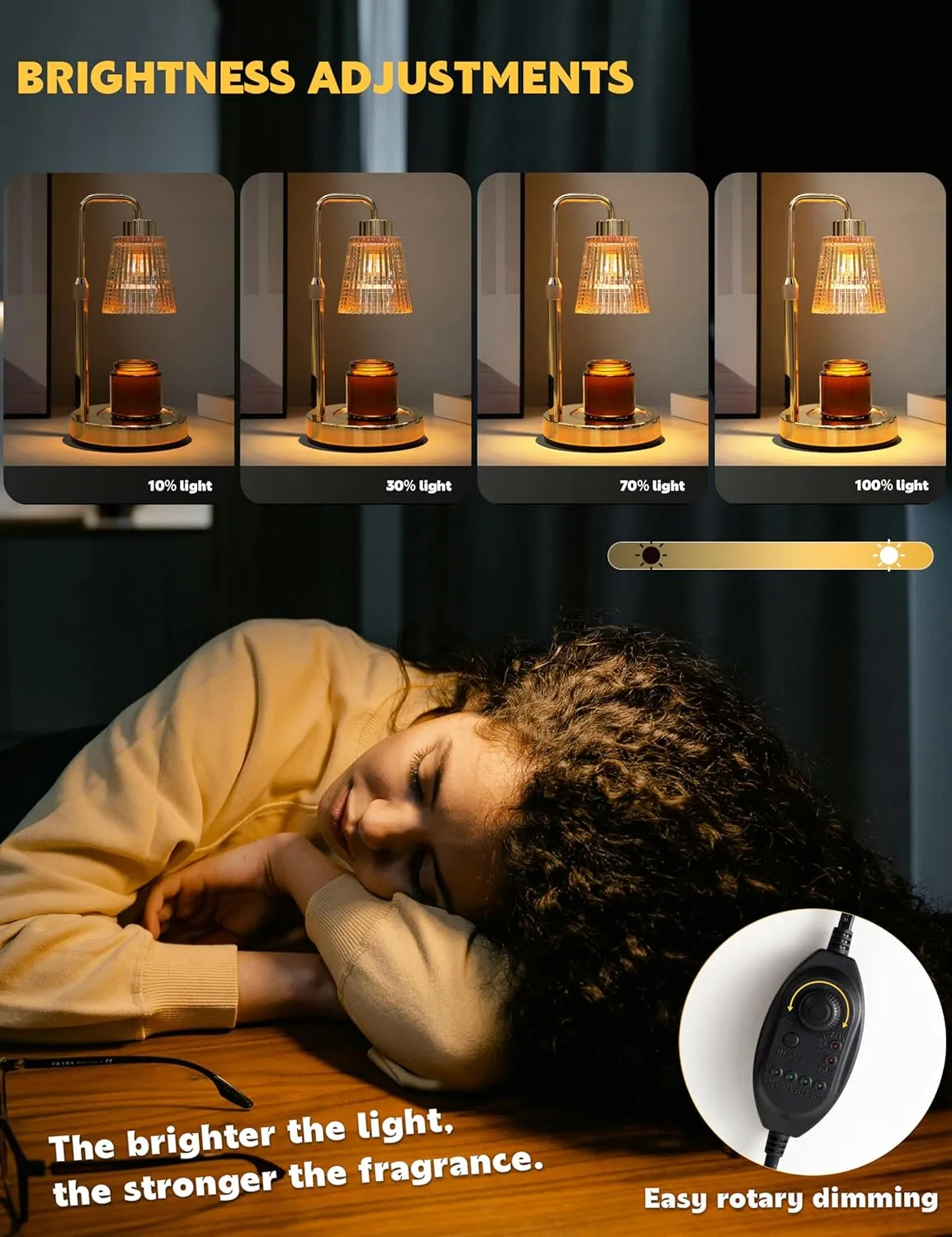 Candle Warmer Lamp with Timer Dimmable, Adjustable Height, House Warming Gifts New Home Room Decor, Birthday Gifts for Women Mom, from Daughter Wife Son