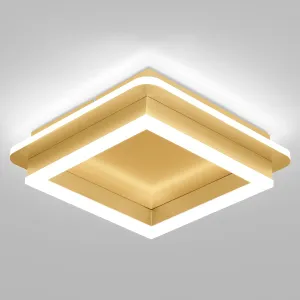 CANEOE Square LED Hallway Ceiling Light, Gold Modern Led Ceiling Light Fxitures, 6000K Cold White Small Flush Mount Ceiling Lamp for Hallway Bedroom Kitchen Balcony Cloakroom