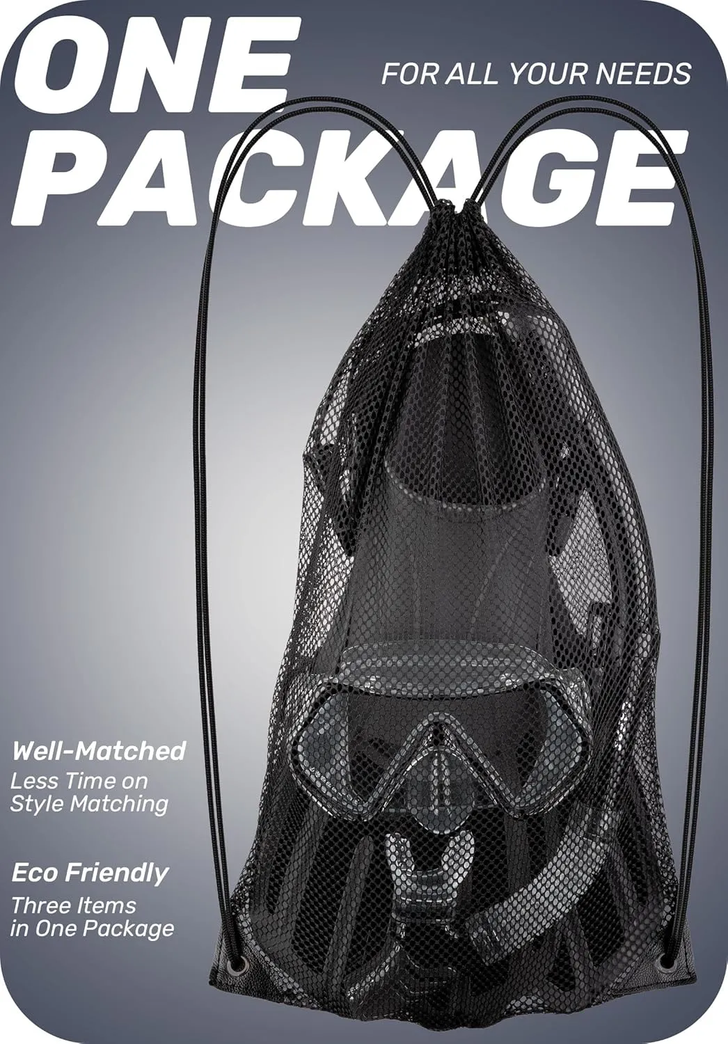 CAPAS Snorkel Mask Fins Set, Travel Size Snorkeling Gear for Adults with Adjustable Fins, Diving Mask and Dry Top Snorkel, Come with a Carrying Bag