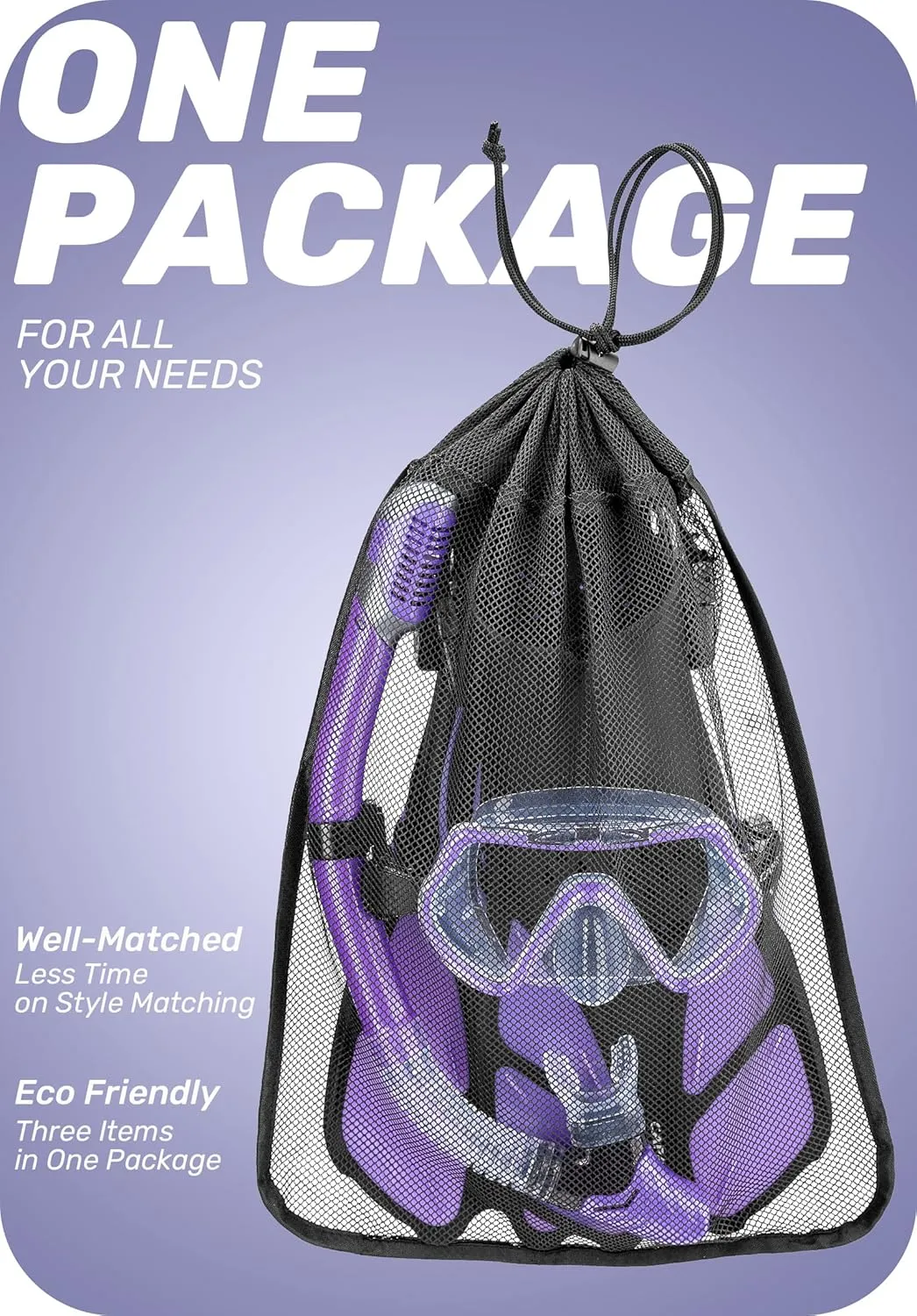 CAPAS Snorkel Mask Fins Set, Travel Size Snorkeling Gear for Adults with Adjustable Fins, Diving Mask and Dry Top Snorkel, Come with a Carrying Bag
