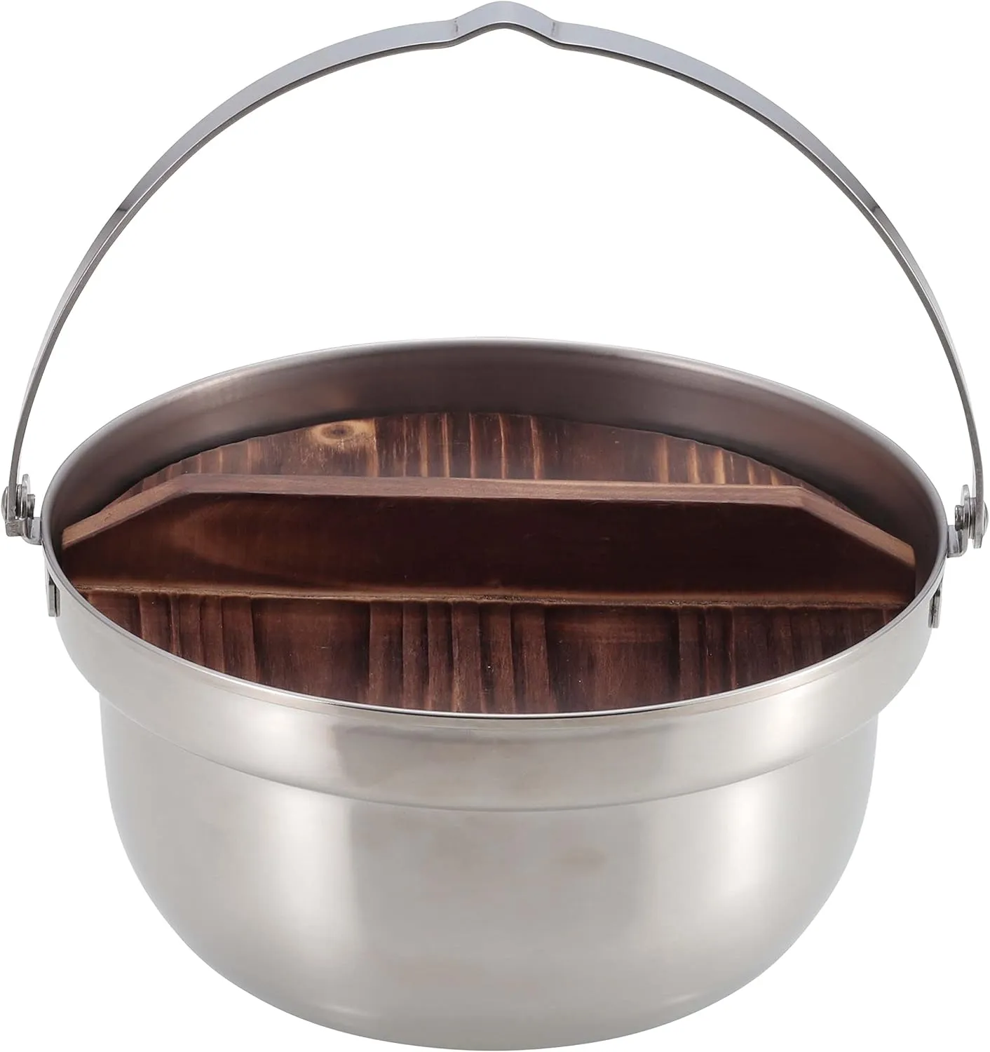 Captain Stag UH-4124 Outdoor Pot, Camping Bonfire Pot with Wooden Lid, 7.1 inches (18 cm), Stainless Steel, Made in Japan