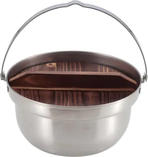 Captain Stag UH-4124 Outdoor Pot, Camping Bonfire Pot with Wooden Lid, 7.1 inches (18 cm), Stainless Steel, Made in Japan